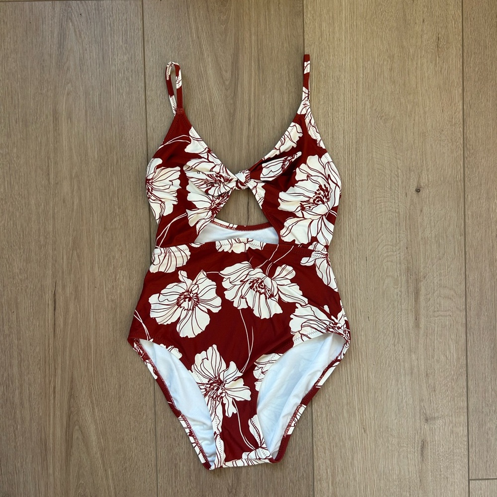 Floral Swimsuit in Brown and White